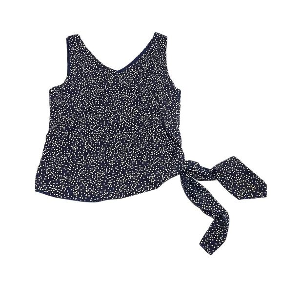 mts Tops - Mts navy polka dot sleeveless blouse side tie women's small
